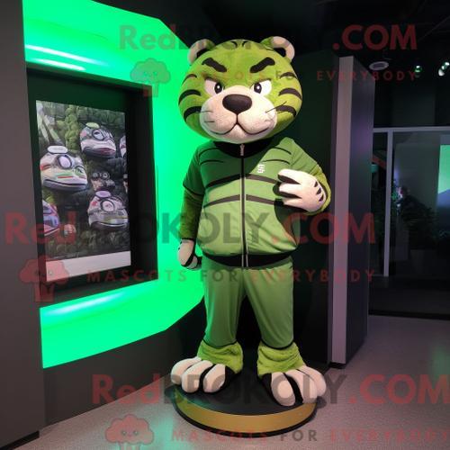 Costume Mascotte Redbrokoly De Tigre Vert Personnage Habillé Avec U... on Productcaster.