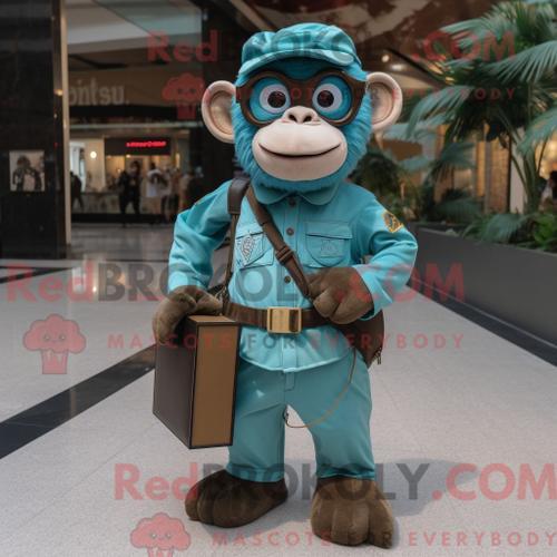 Costume De Mascotte Redbrokoly De Chimpanzé Turquoise Habillé D Un ... on Productcaster.