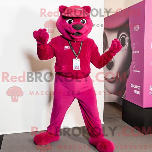 Costume De Mascotte Redbrokoly De Puma Magenta Personnage Habillé A... on Productcaster.