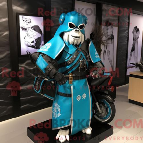 Costume De Mascotte Redbrokoly De Samouraï Cyan Habillé D Une Veste... on Productcaster.