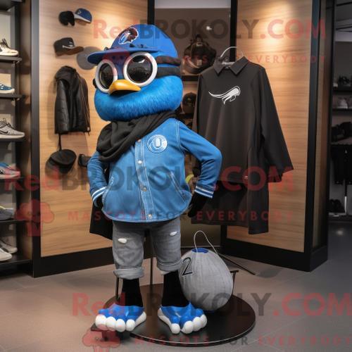 Costume De Mascotte Redbrokoly De Jay Bleu Noir Habillé D Un Jean B... on Productcaster.