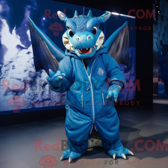 Costume Mascotte Redbrokoly De Dragon Bleu Personnage Habillé Avec ... on Productcaster.