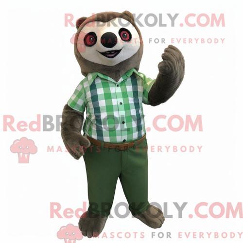 Costume De Mascotte Redbrokoly De Paresseux Vert Forêt Habillé D Un... on Productcaster.