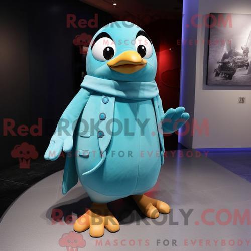 Costume De Mascotte Redbrokoly De Pingouin Cyan Habillé D Un Mantea... on Productcaster.