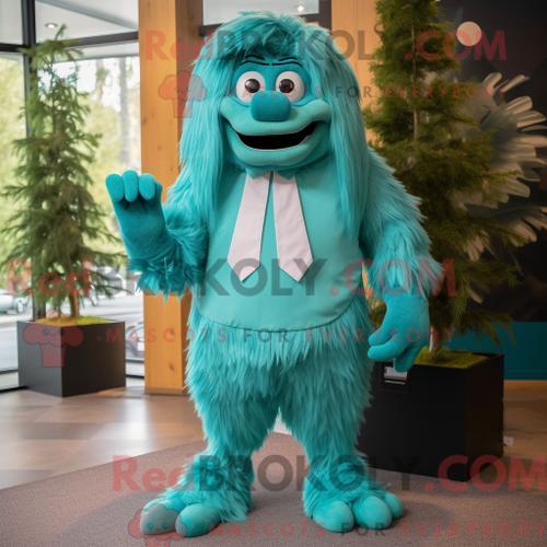 Costume De Mascotte Redbrokoly De Sasquatch Bleu Sarcelle Habillé D... on Productcaster.