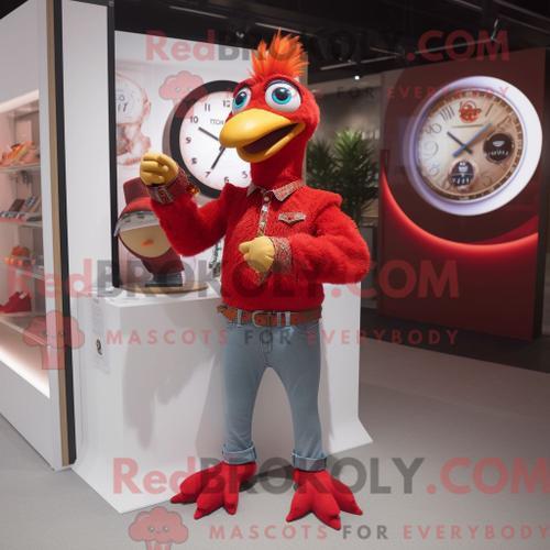 Personnage De Costume De Mascotte Redbrokoly De Dinde Rouge Habillé... on Productcaster.