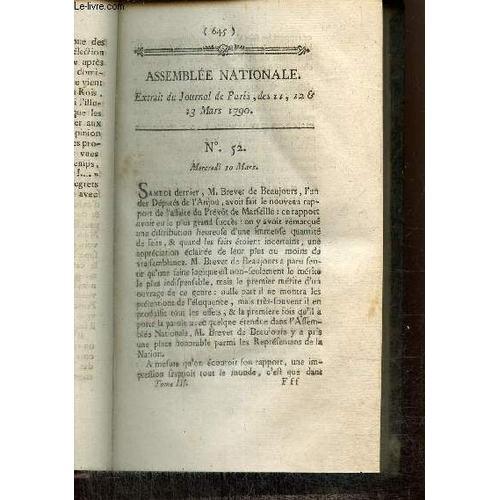 Extrait Du Journal De Paris, Des 11, 12 & 13 Mars 1790 - N°52 - Aff... on Productcaster.