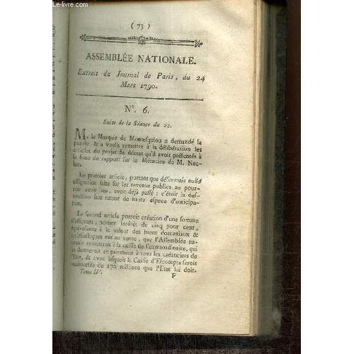 Extrait Du Journal De Paris, Du 24 Mars 1790 - N°6 - Décret Sur Le ... on Productcaster.