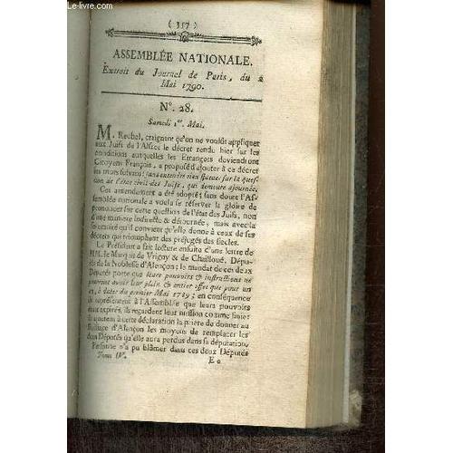 Extrait Du Journal De Paris, Du 2 Mai 1790 - N°28 - Décret Sur Les ... on Productcaster.