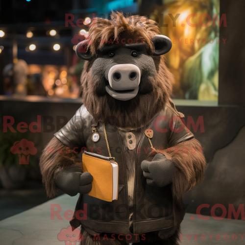 Mascotte Redbrokoly De Yak Noir Personnage Costumé Habillé D Une Ve... on Productcaster.