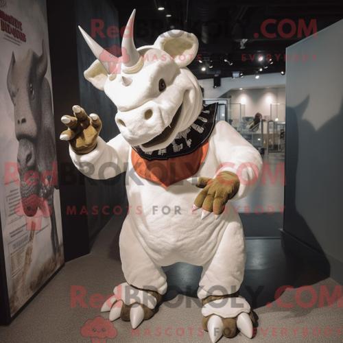 Costume De Mascotte Redbrokoly De Triceratops Blanc Personnage Habi... on Productcaster.