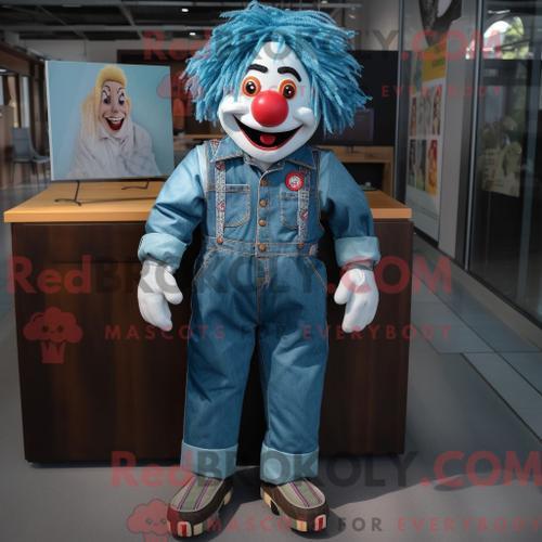 Costume De Mascotte Redbrokoly De Clown Bleu Sarcelle Habillé D Une... on Productcaster.