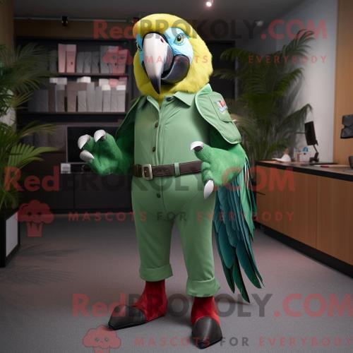 Costume Mascotte Redbrokoly D Ara Vert Personnage Habillé Avec Un P... on Productcaster.