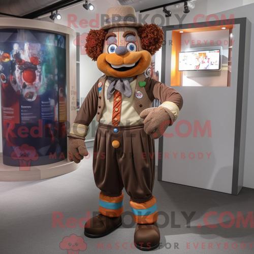 Costume De Mascotte Redbrokoly De Clown Marron Habillé D Un Gilet E... on Productcaster.