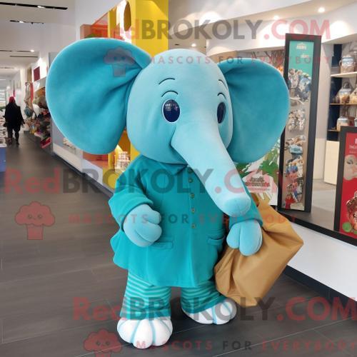 Personnage De Costume De Mascotte Redbrokoly D Éléphant Turquoise H... on Productcaster.