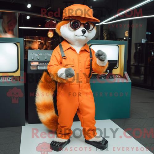 Costume Mascotte Redbrokoly De Furet Orange Personnage Habillé D Un... on Productcaster.