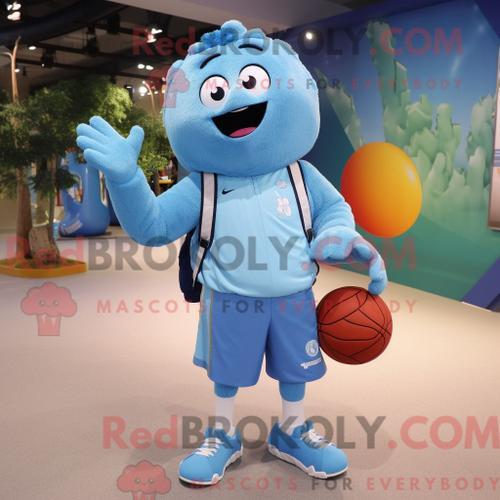 Costume De Mascotte Redbrokoly De Ballon De Basket-Ball Bleu Ciel H... on Productcaster.