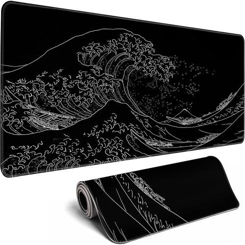 Black Wave of Kanagawa Grand tapis de souris japonais motif vague d... on Productcaster.