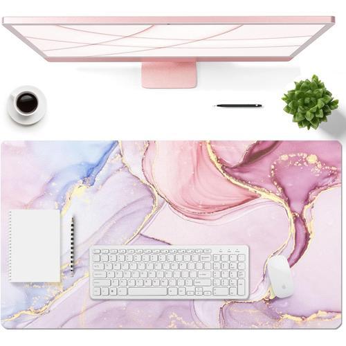 B-Pink Marble Sous-Main Bureau En Cuir Pu, 60 X 35cm Double Côté Ta... on Productcaster.