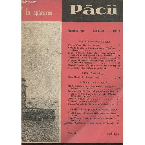 In Aparare- Pacii N°54 Noviembre 1955- Anul Iv-Sommaire: Un Pas Pe ... on Productcaster.