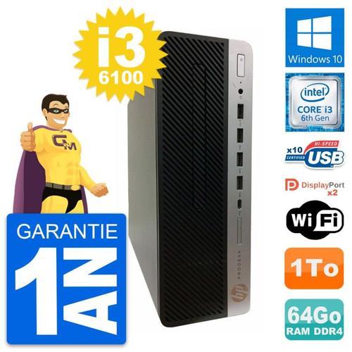 PC HP ProDesk 600 G3 SFF Intel Core i3-6100 RAM 64Go Disque 1To Win... (Reconditionné) on Productcaster.