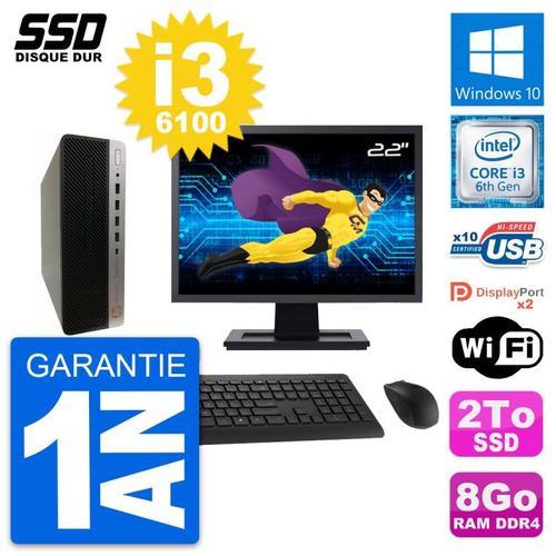 PC HP ProDesk 600 G3 SFF Ecran 22" Intel i3-6100 RAM 8Go SSD 2To Wi... (Reconditionné) on Productcaster.