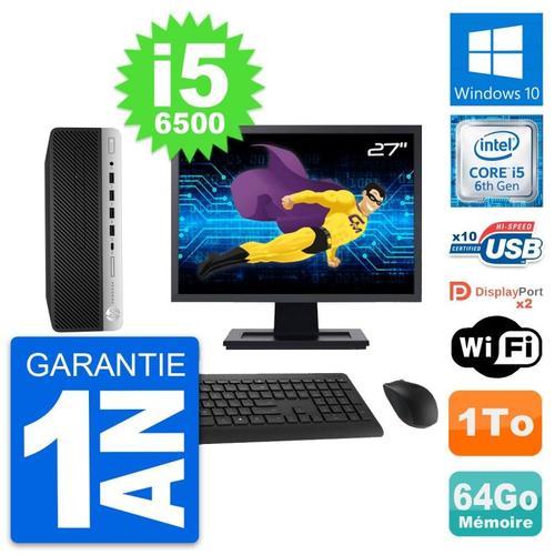 PC HP 600 G3 SFF Ecran 27" Intel i5-6500 RAM 64Go Disque Dur 1To Wi... (Reconditionné) on Productcaster.