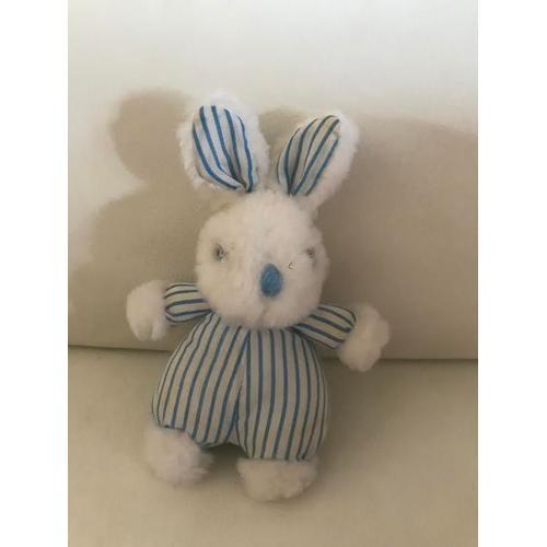 Peluche Doudou Lapin Rayé Bleu Et Blanc C.E 14 Cm (Reconditionné) on Productcaster.