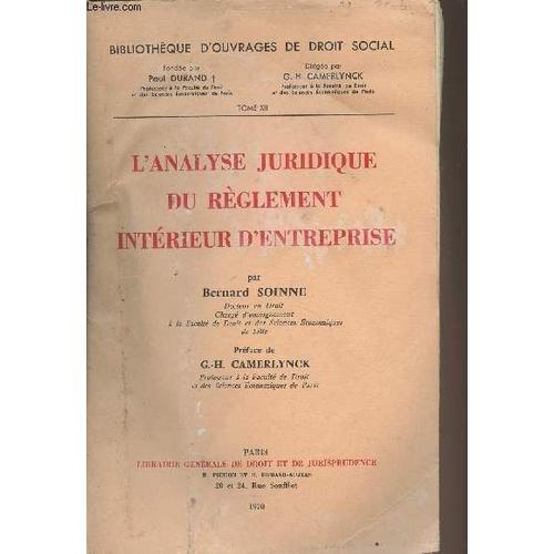 L Analyse Juridique Du Règlement Intérieur D Entreprise - Bibliothè... on Productcaster.