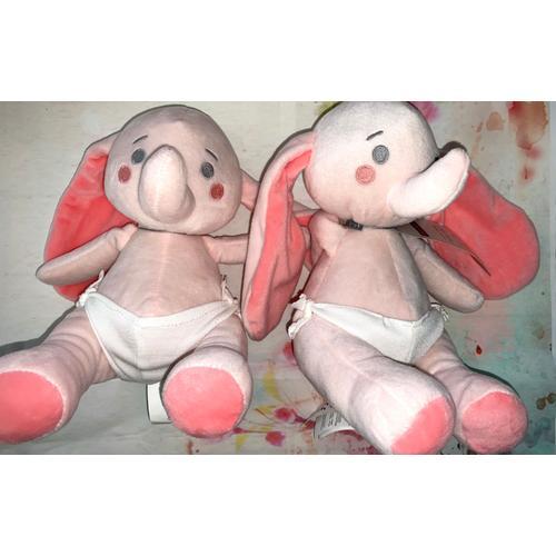 Doudou Elephant Rose Sergent Major Bebe Peluches Doudous Lot De Deu... on Productcaster.