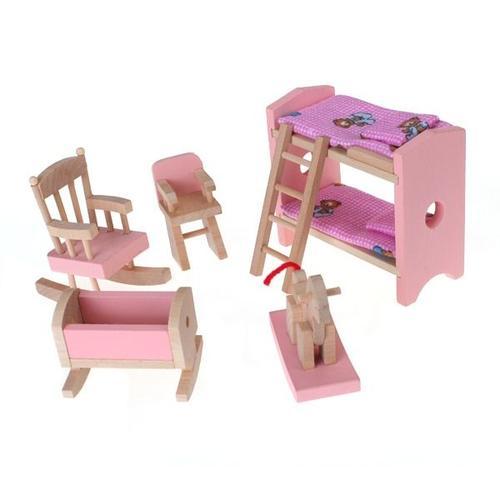 Mobilier Miniature En Bois Rose Pour Maison De Poupée, Chambre De B... on Productcaster.