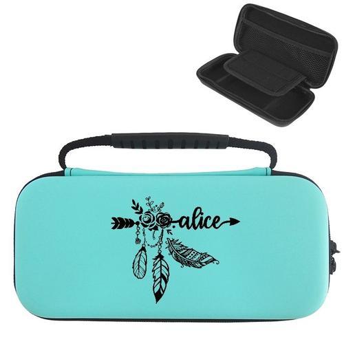 Etui Pochette Switch Lite Bleu Clair Avec Votre Prénom 6 Fleur Noir on Productcaster.