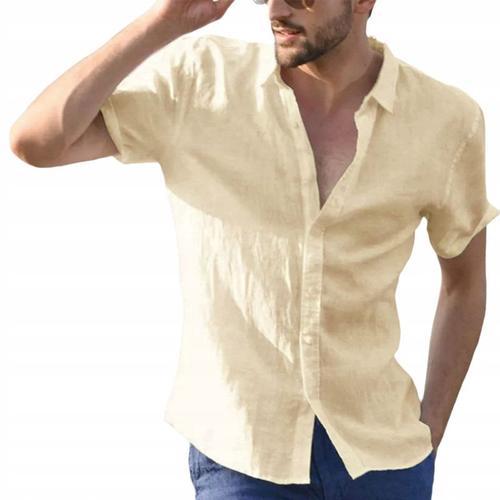 Chemise En Lin À Manches Courtes Pour Homme Décontractée Et Aérée L... on Productcaster.