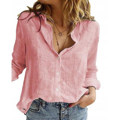 Chemise En Lin À Manches Longues Et Boutons Pour Femme, Aérée Et Dé... on Productcaster.