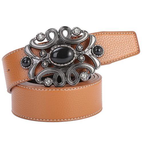 Ceinture Western 120 Cm Boucle Fleur Gravée Xxl Fs431 on Productcaster.