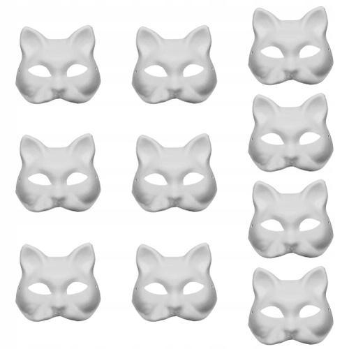 Masque De Carnaval Chat Pour Peinture Blanc, 10 Pièces, Bricolage X... on Productcaster.