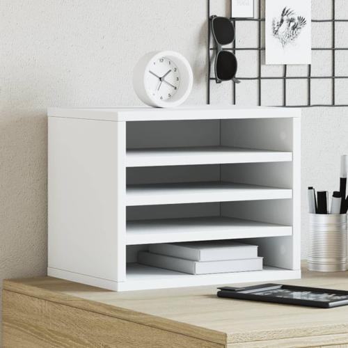 Vidaxl Organisateur De Bureau Blanc 36x26x29,5 Cm Bois D'ingénierie on Productcaster.