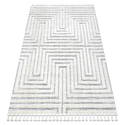 200x290 Cm Tapis Sevilla Z788a Labyrinthe, Grec Blanc / Gris Frange... on Productcaster.