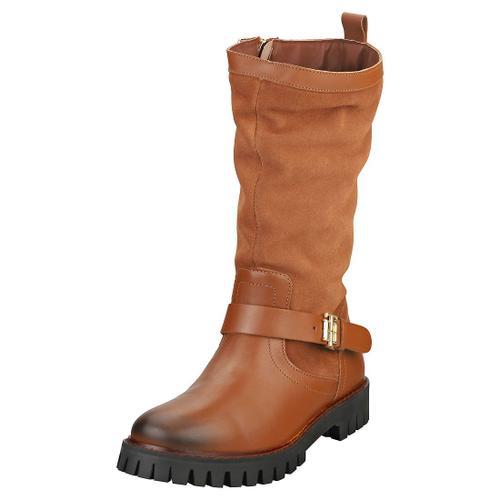 Tommy Hilfiger Hardware Material Mix Femme Bottes Cognac - 36 on Productcaster.