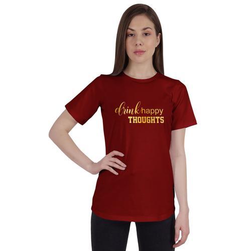 Inkmeso T,Shirt Imprim Graphique "Drink Happy Thoughts" Avec Citati... on Productcaster.