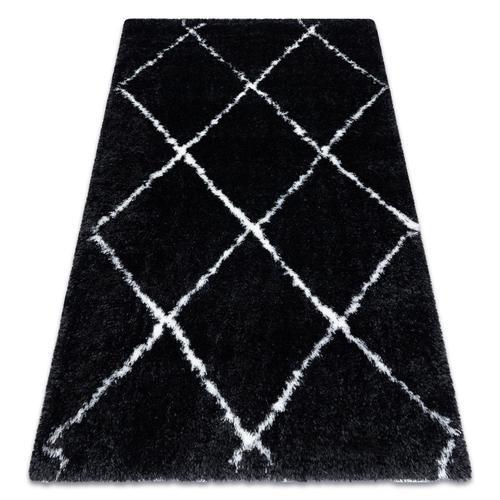 80x150 Cm Tapis Fluffy 2373 Shaggy Treillis - Anthracite / Blanc on Productcaster.