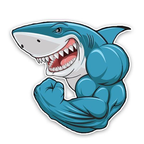 Autocollant De Voiture Coloré De Requin Musculaire De Dessin Animé ... on Productcaster.