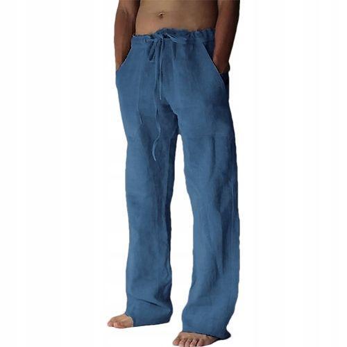 Pantalon Droit En Lin Pour Hommes, Décontracté, Respirant, Ample, P... on Productcaster.