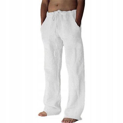 Pantalon Droit En Lin Pour Hommes, Décontracté, Respirant, Ample, P... on Productcaster.