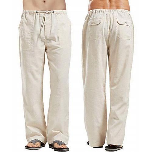 Mode Décontracté Hommes Pantalon En Lin Droit Respirant Ample S Fs1... on Productcaster.