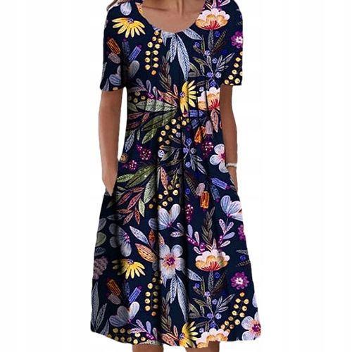 Robe Midi D'été Femme Élégante À Fleurs, Plissée Xxxl Fs16536 on Productcaster.