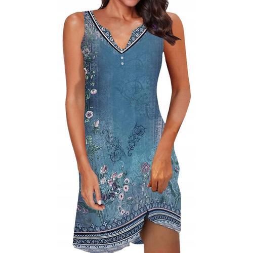 Mini Robe Boho De Plage D'été Pour Femmes Élégantes Aux Couleurs De... on Productcaster.