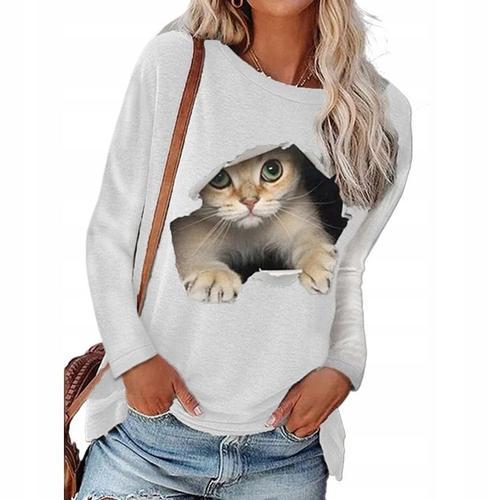 Sweat-Shirt À La Mode, Chemisier, T-Shirt Pour Femme, Chat 3d, Chat... on Productcaster.