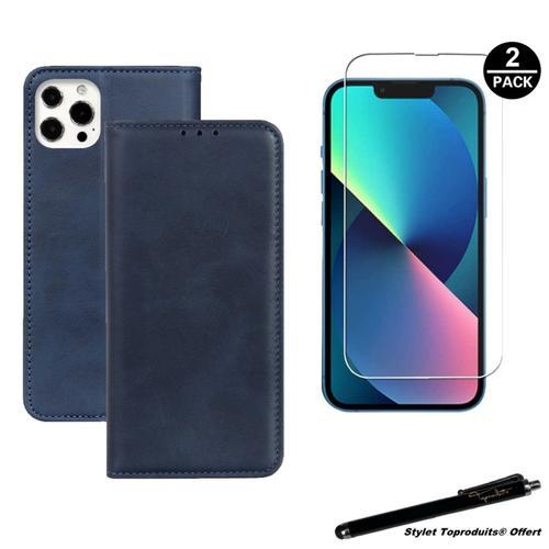 Etui Portefeuille Bleu Pour Iphone 13 Pro Housse À Fermeture Magnét... on Productcaster.