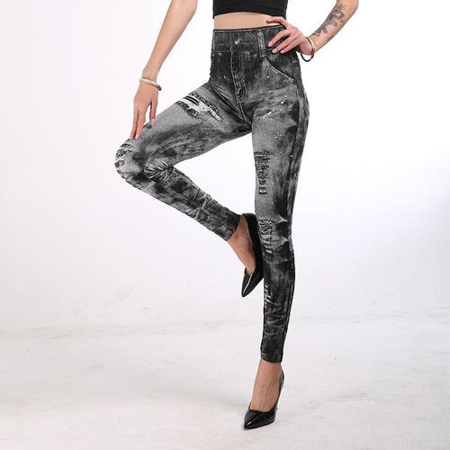 Leggings Imitation Cowboy Pour Femmes, Pantalon Super Élastique, Ta... on Productcaster.